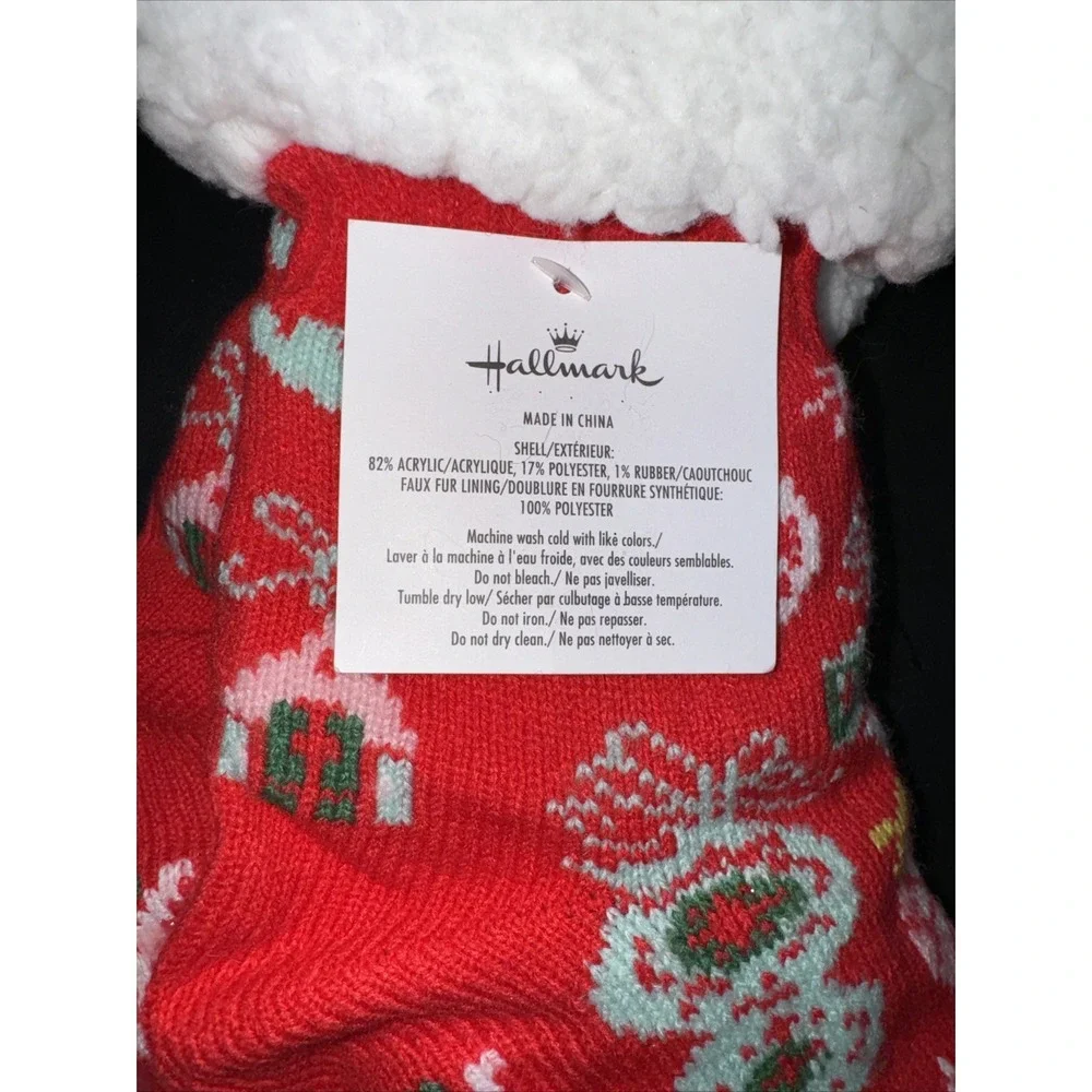 Hallmark Slipper Socks Sherpa Lined Christmas Movie Non Skid Cozy Ornaments NWT